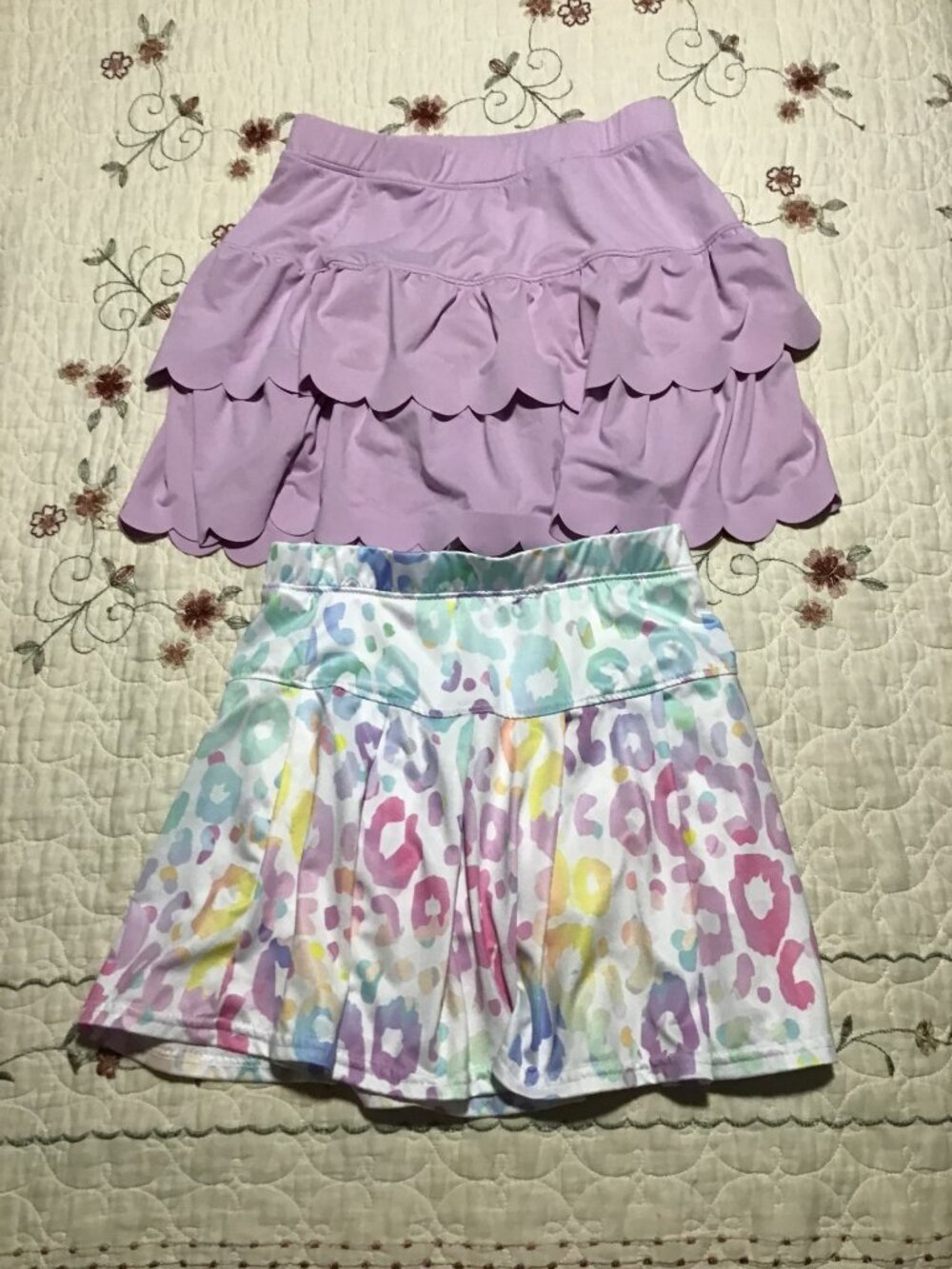 Lot of 2 Pleated/Tiered Azarhia Girl's Skorts/Tennis Skirts Size 10--Nice Shape